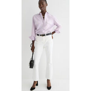 NWT J. Crew 10" Demi Boot Crop Jeans 25 0 White Ankle High Rise BQ298 J.Crew